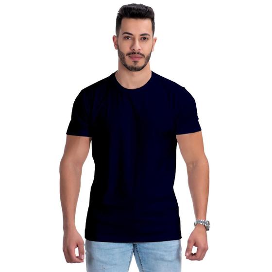 Imagem de Camiseta Lisa Masculina Básica Gola Redonda Azul Marinho