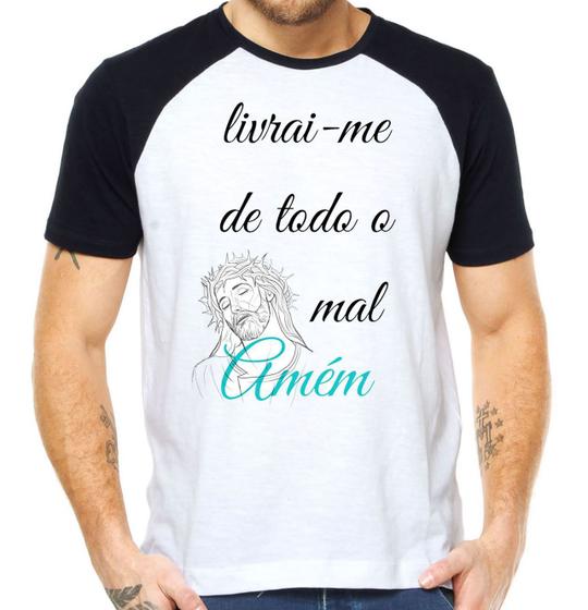 Imagem de Camiseta livrai-me de todo mal amém camisa religião jesus