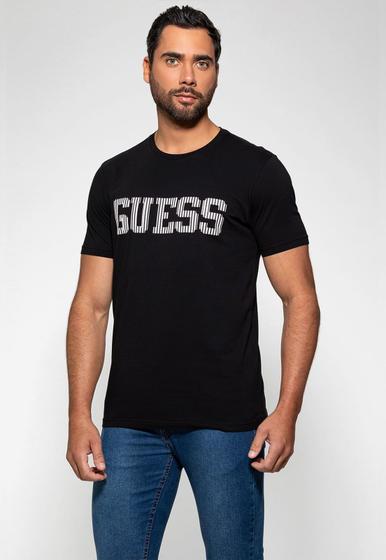 Imagem de Camiseta Logo Listrado Guess Preto