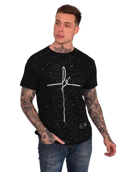 Imagem de Camiseta long line estampada Fé 100% Algodão