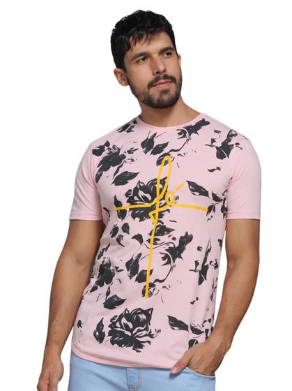 Imagem de Camiseta long line estampada Fé 100% Algodão