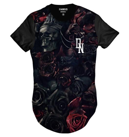 Imagem de Camiseta Longa Skull Flowers Cemitério de Caveiras com Flores