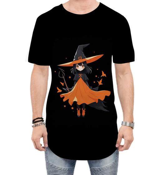 Imagem de Camiseta Longline Bruxa Halloween Laranja 7