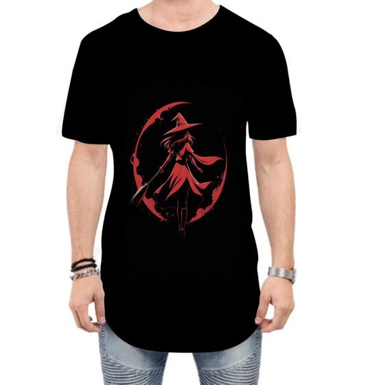 Imagem de Camiseta Longline Bruxa Halloween Vermelha 2