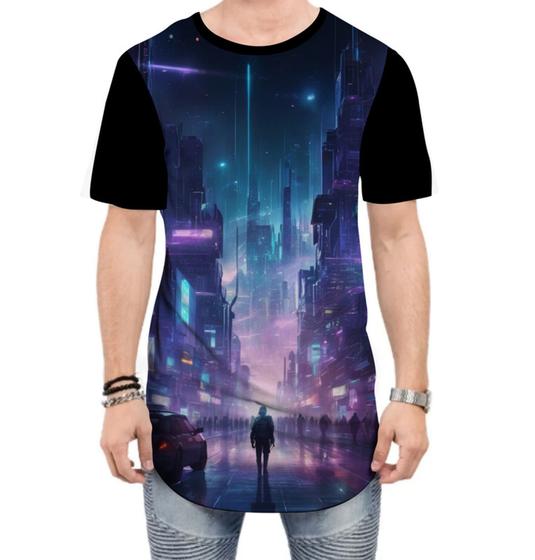 Imagem de Camiseta Longline Cidade Futurística Cyber City Future 3