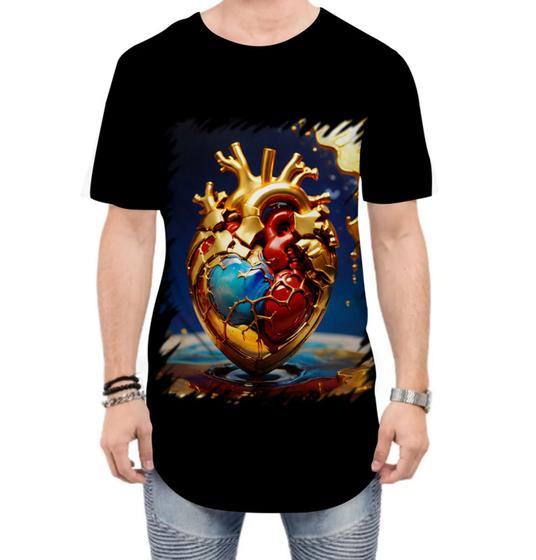 Imagem de Camiseta Longline Coração de Ouro Líquido Gold Heart 5