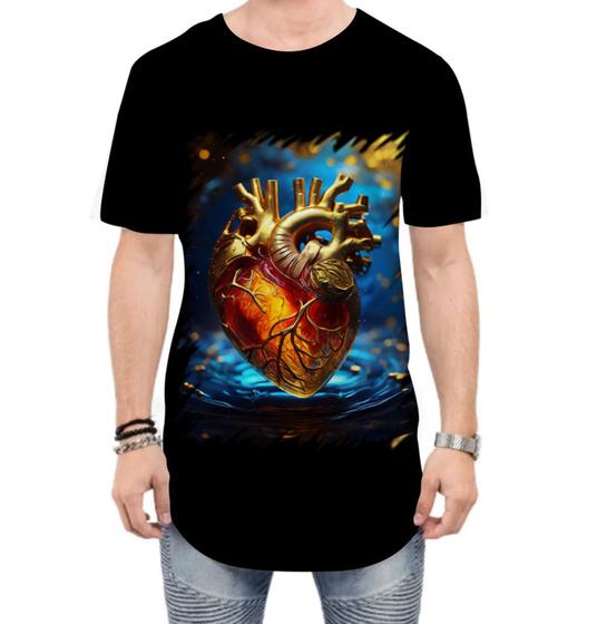 Imagem de Camiseta Longline Coração de Ouro Líquido Gold Heart 8