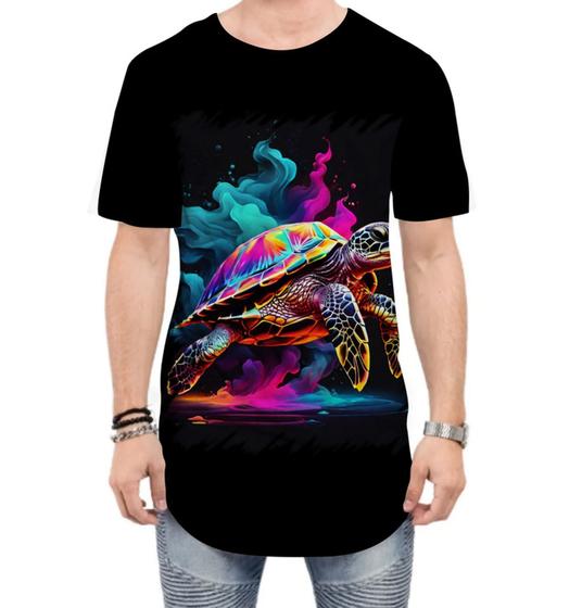 Imagem de Camiseta Longline de Tartaruga Marinha Neon Style 3