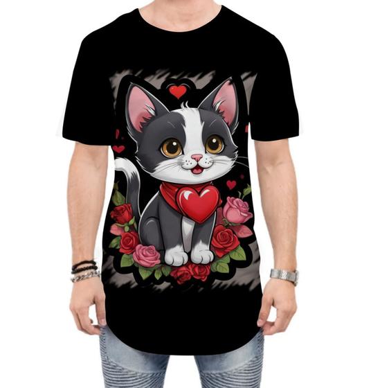 Imagem de Camiseta Longline Dia dos Namorados Gatinho 21