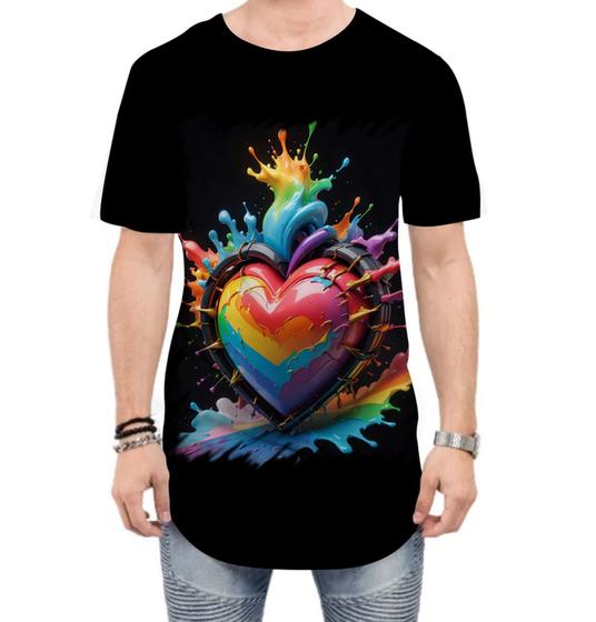 Imagem de Camiseta Longline do Orgulho LGBT Coração Amor 19