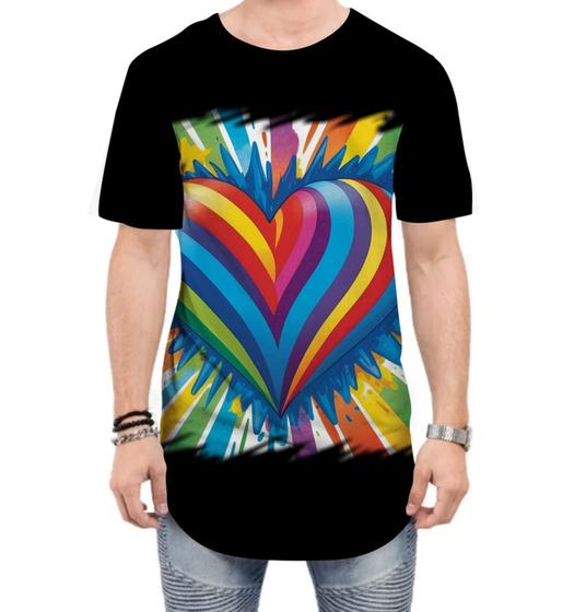 Imagem de Camiseta Longline do Orgulho LGBT Coração Amor 4