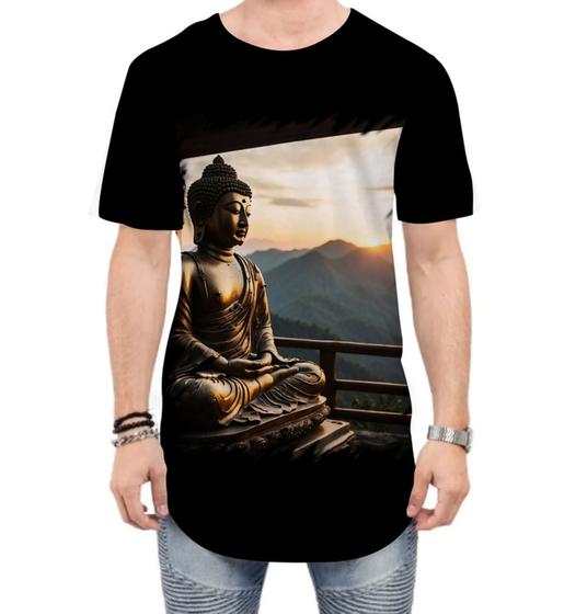 Imagem de Camiseta Longline Estátua de Buda Iluminado Religião 15