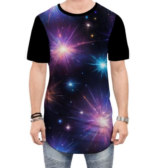 Imagem de Camiseta Longline Estrelas Espaço Universo Galaxia 1