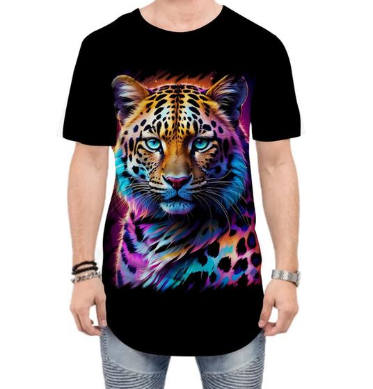 Imagem de Camiseta Longline Leopardo Ondas Magnéticas Vibrante 12