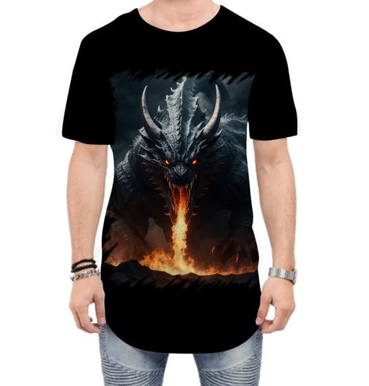 Imagem de Camiseta Longline Leviathan Infernal Fogo 3