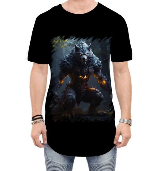 Imagem de Camiseta Longline Lobisomem Criatura das Trevas Folclore 3