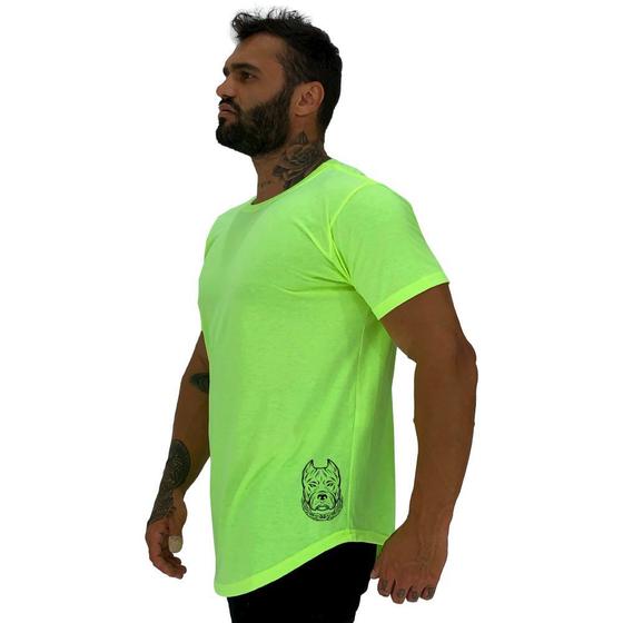 Imagem de Camiseta Longline Masculina MXD Conceito Estampa Lateral Pitbull Corrente