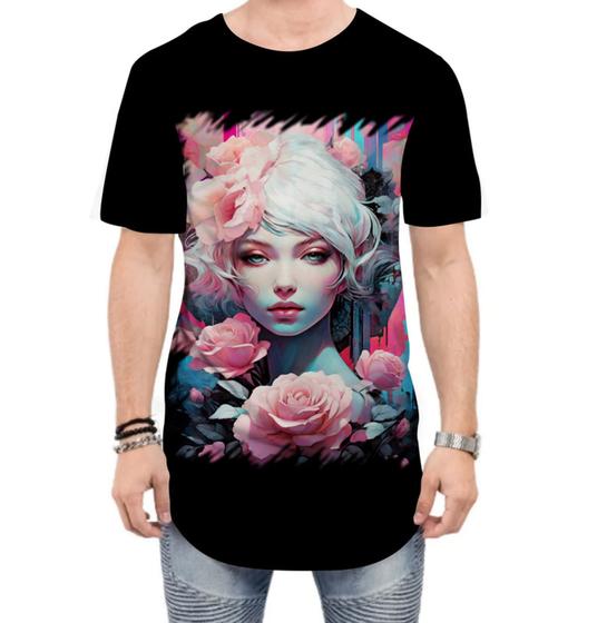 Imagem de Camiseta Longline Mulher de Rosas Paixão 3