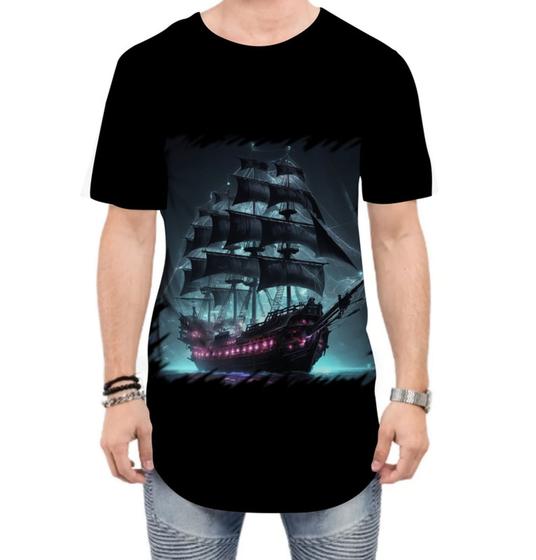 Imagem de Camiseta Longline Navio Pirata Fantasma Spectral Ship 1