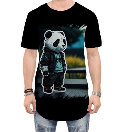 Imagem de Camiseta Longline Panda Com Roupa Estilosa 1