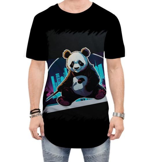 Imagem de Camiseta Longline Panda Com Roupa Estilosa 2