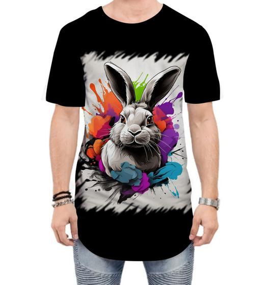 Imagem de Camiseta Longline Páscoa Coelhinho Artístico Design 1