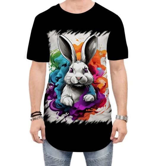 Imagem de Camiseta Longline Páscoa Coelhinho Artístico Design 16