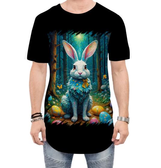 Imagem de Camiseta Longline Páscoa Coelhinho Traços Van Gogh 2