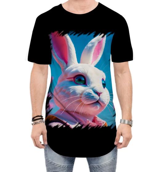 Imagem de Camiseta Longline Páscoa Coelhinho Traços Vaporwave 10