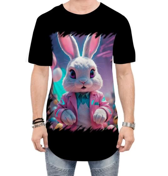 Imagem de Camiseta Longline Páscoa Coelhinho Traços Vaporwave 9