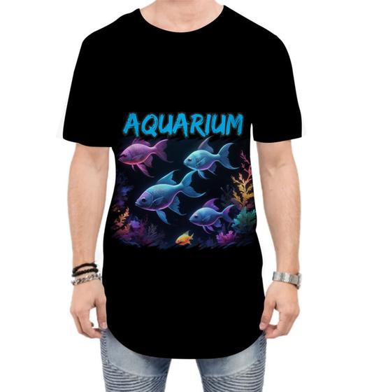 Imagem de Camiseta Longline Peixes no Aqu rio Translúcido Fish 2