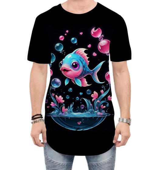 Imagem de Camiseta Longline Peixinho Feliz no Aquário Peixe 2