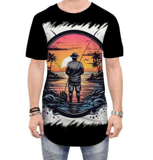 Imagem de Camiseta Longline Pesca Esportiva Pôr do Sol Peixes 17