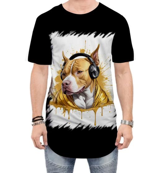 Imagem de Camiseta Longline Pitbull com Headphones 1