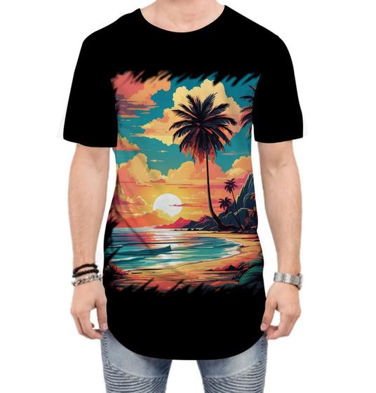 Imagem de Camiseta Longline Praia Paradisíaca Vintage 23