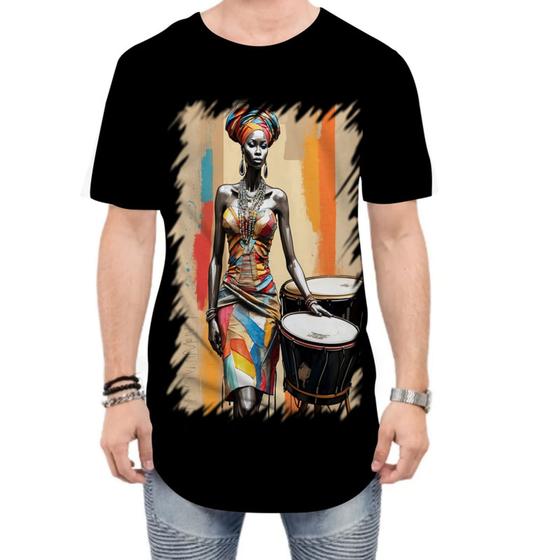 Imagem de Camiseta Longline Tambor Africano Arte África 1