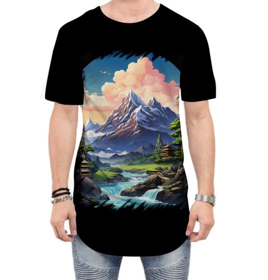 Imagem de Camiseta Longline Templo Budista Anime Buda 5