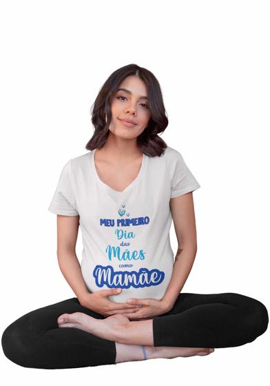 Imagem de Camiseta Mãe de Menino Chá Revelação Mamãe Dia das Mães