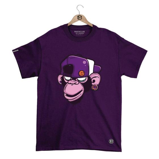 Imagem de Camiseta Mafiaclub Gola Redonda Estampa MONKEY lll Streetwear fio 30.1 Penteado.