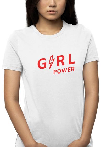 Imagem de Camiseta Manga Curta Casual Moreninha Estampa Girl Power e Gola Redonda