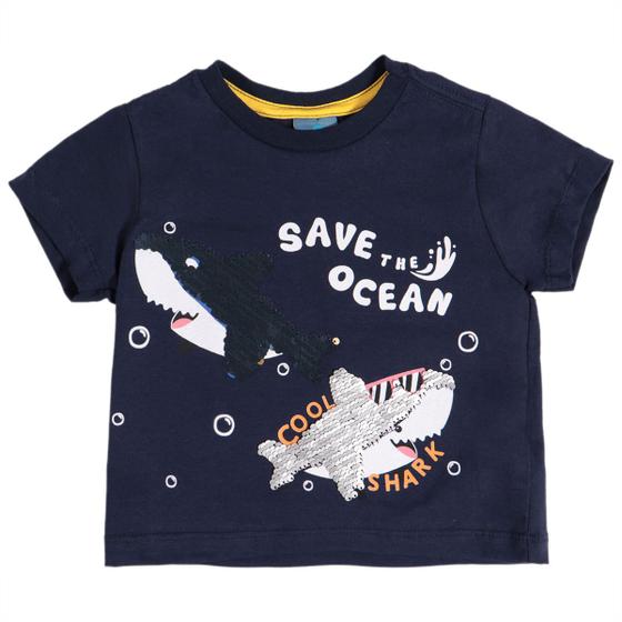 Imagem de Camiseta Manga Curta Infantil Tubarões Azul - Toys & Kids