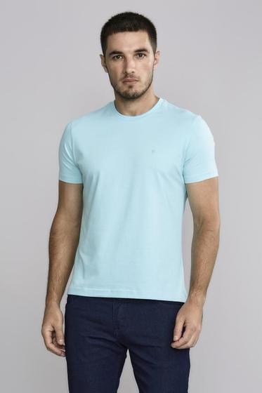 Imagem de Camiseta Manga Curta Malha Básica Slim Fit - Azul Piscina