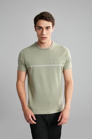 Imagem de Camiseta Manga Curta Malha Slim Fit - Verde Claro / Creme