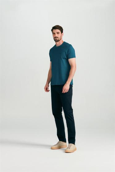 Imagem de Camiseta Manga Curta Pima Slim Fit - Azul Marinho / Azul Petroleo