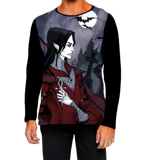 Imagem de Camiseta Manga Longa Ads Vampiro Dracula Morcego Sangue Halloween