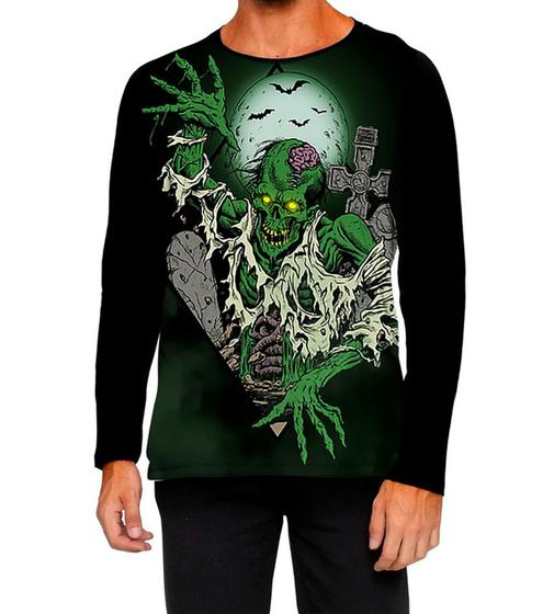 Imagem de Camiseta Manga Longa Ads Zumbi Cemitério Terror Halloween