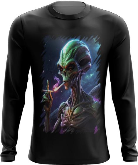 Imagem de Camiseta Manga Longa Alien ET Fumando Alienígena 1