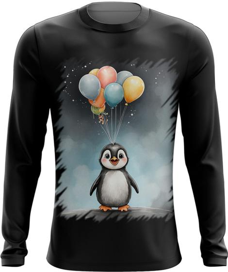 Imagem de Camiseta Manga Longa Bebê Pinguim com Balões Crianças 3