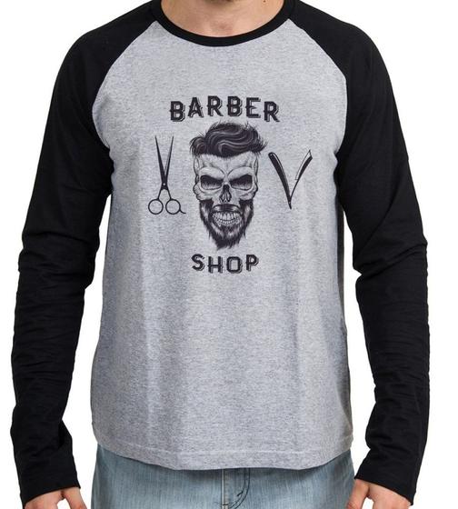 Imagem de Camiseta Manga Longa blusa Barbeiro Shop Barbearia