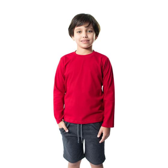 Imagem de Camiseta Manga Longa Blusa Infantil 100% Algodão